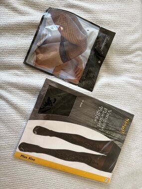 Spirit Plus Size Black Patterned Thigh-Highs